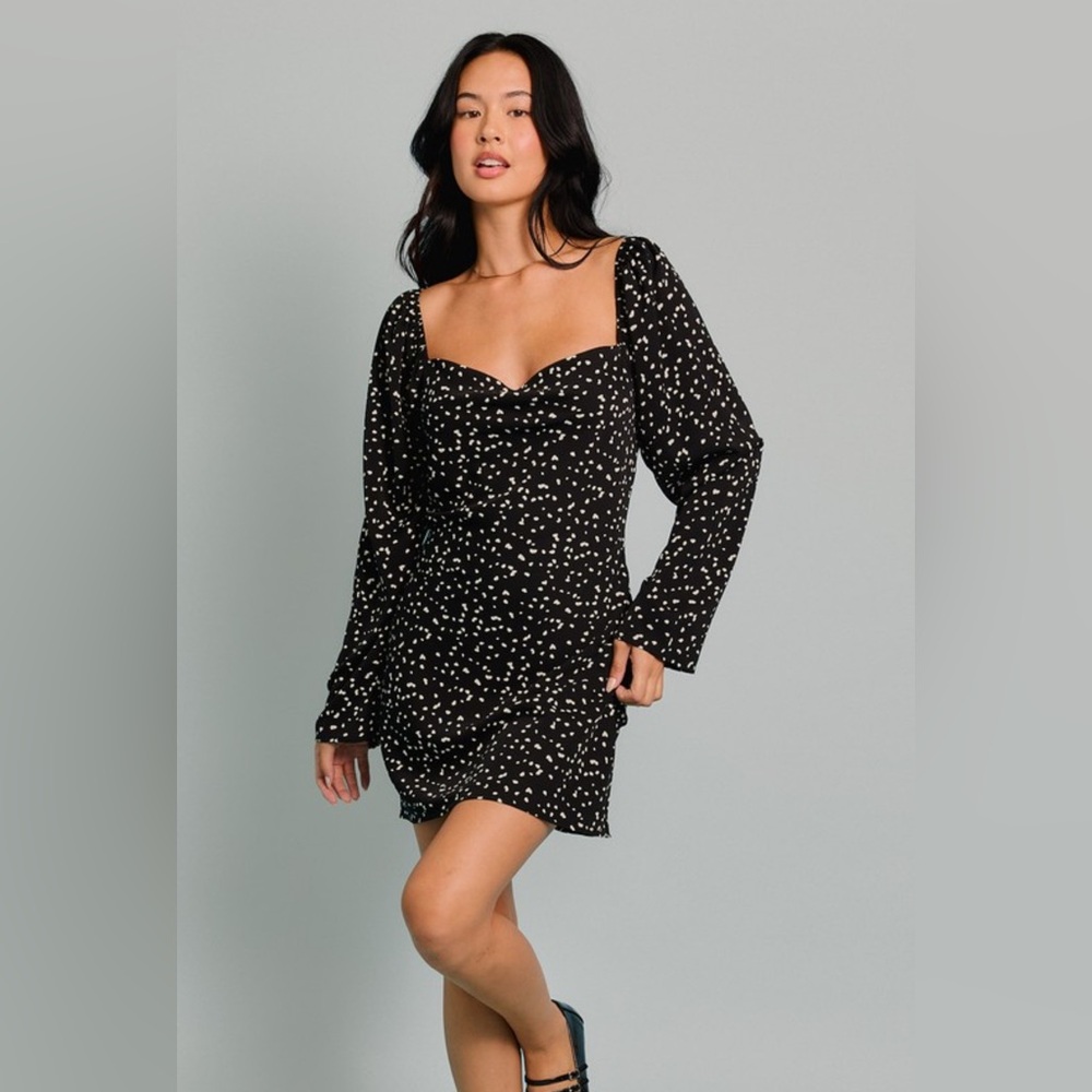 Long Sleeve Cowl Neck Open Back Mini Dress